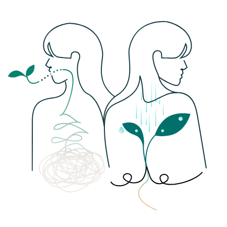 Ilustración de una persona en un viaje interior de autoconocimiento y sanación emocional
